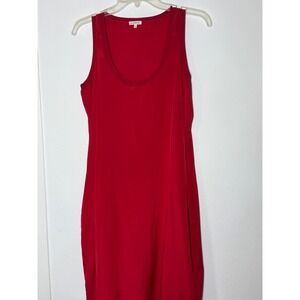P.A.R.O.S.H. Tank Dress Women Small Silk Red Sleeveless Scoop Neck Pockets Italy